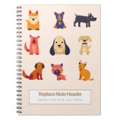 Personalized Colorful Cute Dogs Notebook ノートブック (正面)