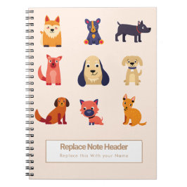 Personalized Colorful Cute Dogs Notebook ノートブック