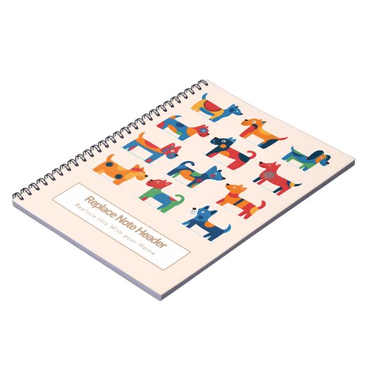 Personalized Colorful Cute Dogs Notebook ノートブック (左側)