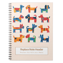 Personalized Colorful Cute Dogs Notebook ノートブック