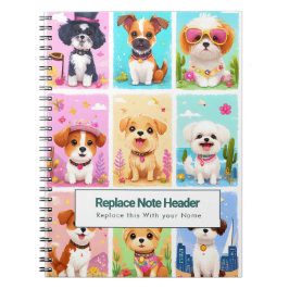 Personalized Colorful Cute Dogs Notebook ノートブック