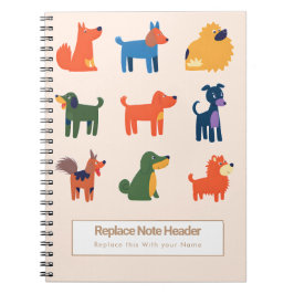 Personalized Colorful Cute Dogs Notebook ノートブック