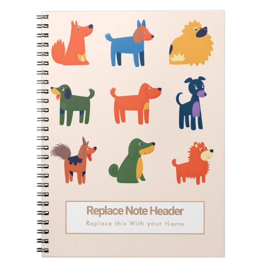 Personalized Colorful Cute Dogs Notebook ノートブック (正面)