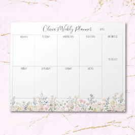 Personalized Colorful Flower Floral Weekly Planner ノートパッド