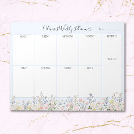Personalized Colorful Flower Floral Weekly Planner ノートパッド
