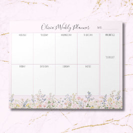 Personalized Colorful Flower Floral Weekly Planner ノートパッド