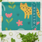 Personalized Colorful Fun Leopard Jungle Name Gift キッチンタオル (折り畳み)