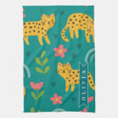 Personalized Colorful Fun Leopard Jungle Name Gift キッチンタオル (縦)