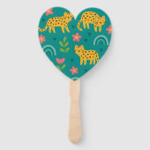 Personalized Colorful Fun Leopard Jungle Name Gift ハンドファン (裏面)