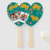 Personalized Colorful Fun Leopard Jungle Name Gift ハンドファン (正面&裏面)