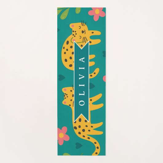 Personalized Colorful Fun Leopard Jungle Name Gift ヨガマット (正面)