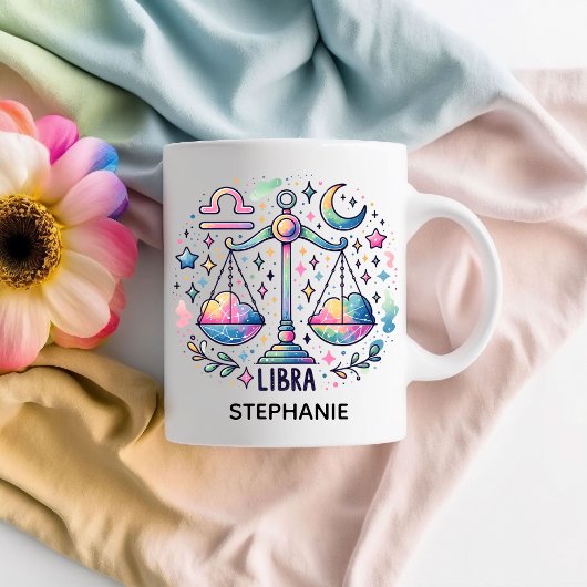 Personalized Colorful Libra Zodiac Astrology コーヒーマグカップ