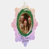 Personalized Colorful Merry Christmas オーナメントカード (右)