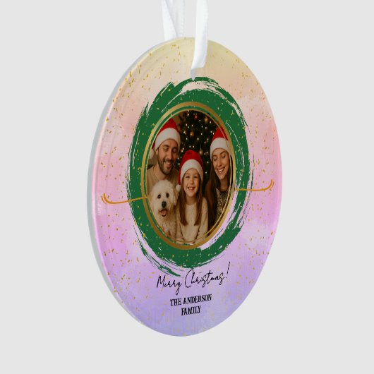 Personalized Colorful Merry Christmas オーナメント (正面)