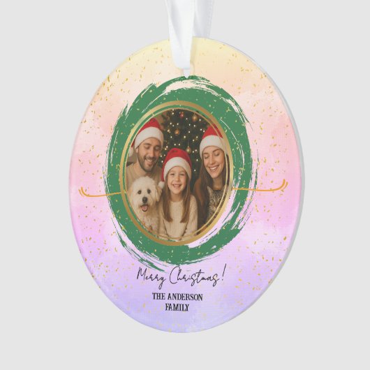 Personalized Colorful Merry Christmas オーナメント (正面)
