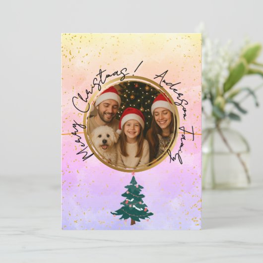 Personalized Colorful Merry Christmas シーズンカード (スタンド正面)