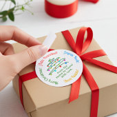 Personalized Colorful Multilingual Merry Christmas ラウンドシール