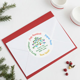 Personalized Colorful Multilingual Merry Christmas ラウンドシール