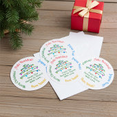 Personalized Colorful Multilingual Merry Christmas ラウンドシール
