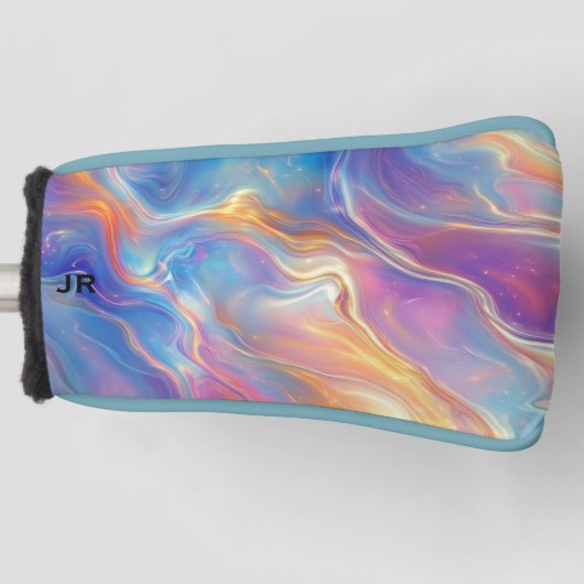 Personalized Colorful Opal Swirly Marble Texture ゴルフヘッドカバー (正面)
