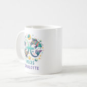 Personalized Colorful Pisces Zodiac Fish Astrology コーヒーマグカップ (正面左)