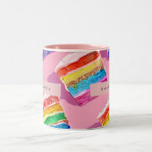 Personalized Colorful Rainbow Cake Slice ツートーンマグカップ (中央)