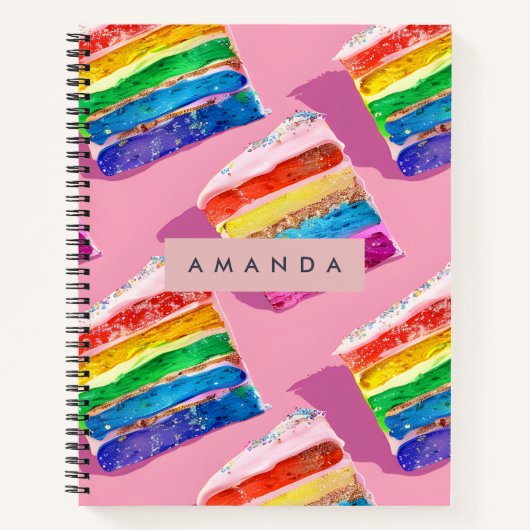 Personalized Colorful Rainbow Cake Slice ノートブック (正面)