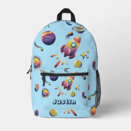 Personalized Colorful Space Planets Back to School プリントバックパック