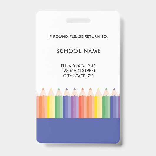 Personalized Colorful Student Hall Pass バッジ (裏面)