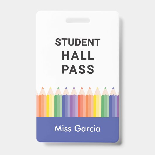 Personalized Colorful Student Hall Pass バッジ (正面)