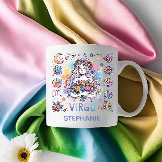 Personalized Colorful Virgo Zodiac Astrology コーヒーマグカップ