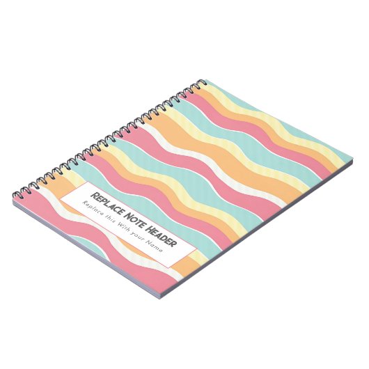 Personalized Colorful Wave Patterned  ノートブック (左側)