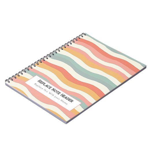 Personalized Colorful Wave Patterned  ノートブック (左側)