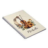 Personalized Colors Wildflower Boho Floral Violin  ノートブック (右側)