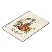 Personalized Colors Wildflower Boho Floral Violin  ノートブック (左側)