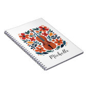 Personalized Colors Wildflower Boho Floral Violin  ノートブック (右側)