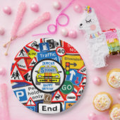 Personalized Colourful Road Signs, Birthday Party ペーパープレート (パーティー)