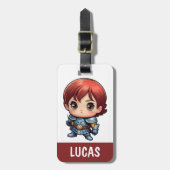 Personalized Comic Knight Kids Travel Luggage Tag ラゲッジタグ (正面縦)