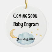 Personalized Coming Soon Baby Arrival セラミックオーナメント (正面)