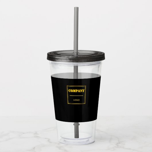 Personalized Company Black Modern Custom Business アクリルタンブラー (正面)