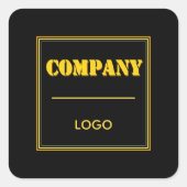 Personalized Company Black Modern Custom Business スクエアシール (正面)