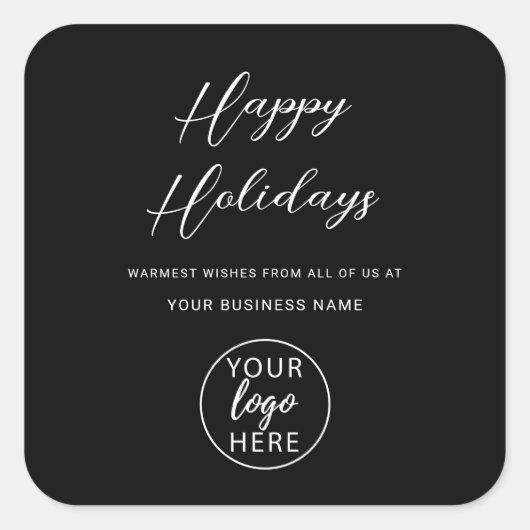 Personalized Company Logo Holiday Greetings スクエアシール (正面)