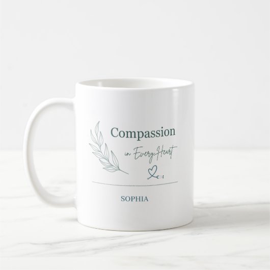 Personalized Compassion in Every Heart Botanical コーヒーマグカップ (左)