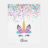 Personalized Confetti Unicorn Blanket – Polka Dot  フリースブランケット (正面)