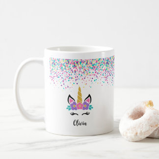 Personalized Confetti Unicorn Mug – Polka Dot mug コーヒーマグカップ