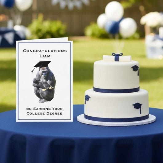 Personalized Congratulations Degree Funny Gorilla カード