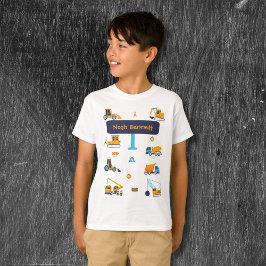 Personalized Construction Truck T-Shirt for Boys Tシャツ
