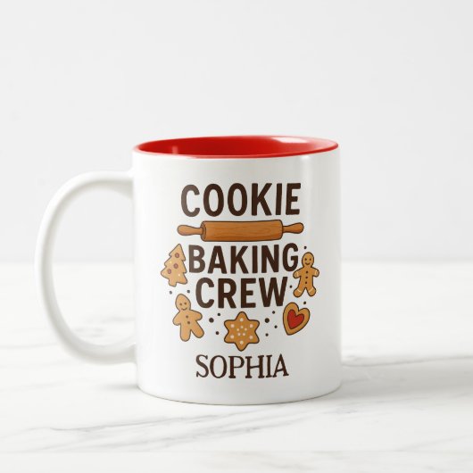 Personalized Cookie Baking Crew – Custom Name ツートーンマグカップ (左)