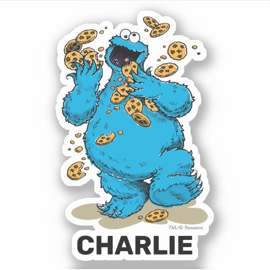 Personalized Cookie Monster Crazy Cookies シール (正面)