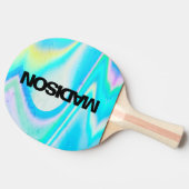 Personalized Cool Cute Name Holographic Wave 卓球ラケット (横)